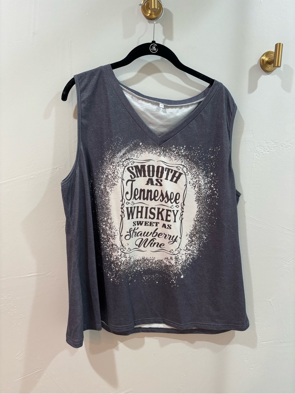 Women's Charcoal Graphic V-Neck Tank Top - Smooth as Tennessee Whiskey